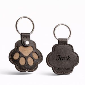 Portachiavi cane personalizzato inciso con peli - brown
